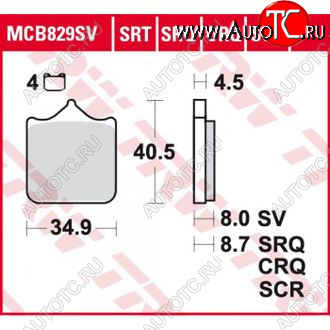 5 449 р. Тормозные колодки TRW MCB829SV  mcb829sv  с доставкой в г. Кемерово