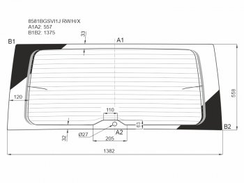 10 399 р. Стекло заднее (Цвет зеленый Обогрев) Volkswagen Caddy 15-20 XYG 8581BGSVI1J RW/H/X  с доставкой в г. Кемерово. Увеличить фотографию 1
