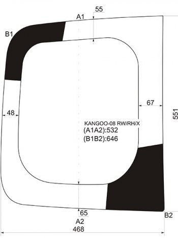 6 899 р. Стекло заднее (Цвет зеленый) Renault Kangoo 08-16 XYG KANGOO-08 RW/RH/X  с доставкой в г. Кемерово. Увеличить фотографию 1
