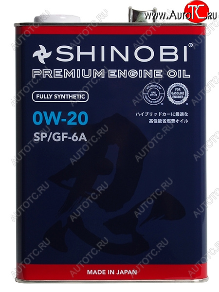 4 099 р. Масло моторное синтетическое SHINOBI SPGF-6A 0W-20 4L SHINOBI SH0004  с доставкой в г. Кемерово
