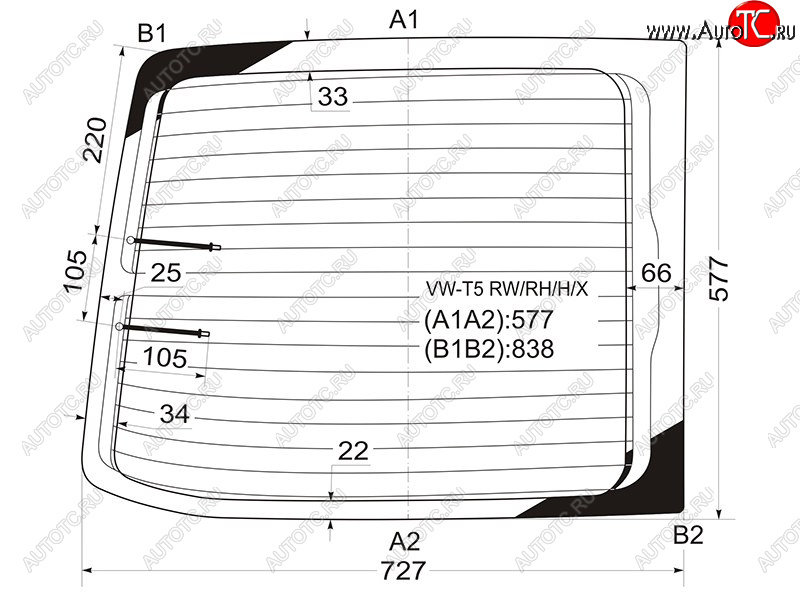 7 799 р. Стекло заднее (Цвет зеленый Обогрев) Volkswagen Transporter 03-15  Multivan 03-15 XYG VW-T5 RW/RH/H/X  с доставкой в г. Кемерово