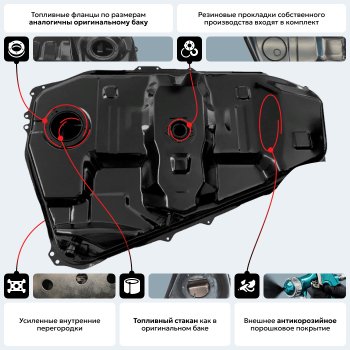 20 949 р. Топливный бак ORKA  Toyota Corolla Verso  AR10 (2004-2009) (стальной (антикоррозия))  с доставкой в г. Кемерово. Увеличить фотографию 18