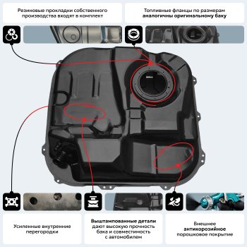 9 999 р. Топливный бак (645х690х245), (Дизель + Бензин), (антикоррозия) сталь ORKA    с доставкой в г. Кемерово. Увеличить фотографию 17
