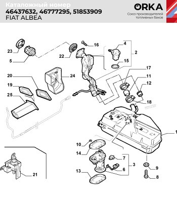 21 599 р. Топливный бак Fiat Palio, 2005-2012 г.в. (антикоррозия) Сталь 8 OS010 46437632 46777295 51853909 2007008 3005ZP1 6906-00-2007008P Fiat Albea Fiat Siena Fiat Palio   os010  с доставкой в г. Кемерово. Увеличить фотографию 6