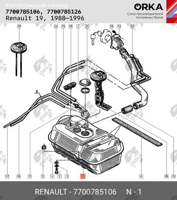 18 999 р. Топливный бак ORKA  Renault 19 (1988-1996) ( стальной (антикоррозия))  с доставкой в г. Кемерово. Увеличить фотографию 10
