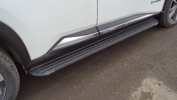 Пороги алюминиевые с пластиковой накладкой ТСС Тюнинг Nissan X-trail  4 T33 (2021-2025) дорестайлинг (карбон серебро)
