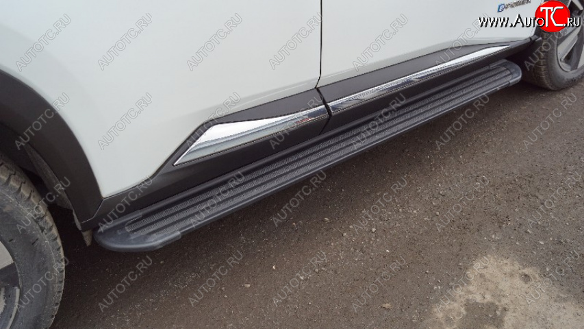 22 999 р. Пороги алюминиевые с пластиковой накладкой ТСС Тюнинг  Nissan X-trail  4 T33 (2021-2025) дорестайлинг (карбон серебро)  с доставкой в г. Кемерово