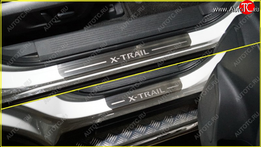 4 299 р. Накладки на пороги ТСС Тюнинг  Nissan X-trail  4 T33 (2021-2025) дорестайлинг (лист шлифованный надпись X-Trail)  с доставкой в г. Кемерово