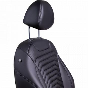 28 499 р. Комплект чехлов для сидений (РЗС 60/40 + подл., 3Г, экокожа) Lord Autofashion БАЙРОН ст ПРЕЗИДЕНТ  Chery Tiggo 7 Pro Max  T1E (2022-2025) дорестайлинг, рестайлинг (Черный, вставка черная, строчка черная)  с доставкой в г. Кемерово. Увеличить фотографию 3