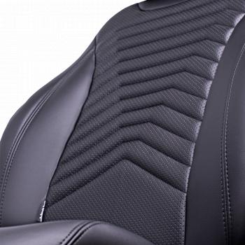 28 499 р. Комплект чехлов для сидений (РЗС 60/40 + подл., 3Г, экокожа) Lord Autofashion БАЙРОН ст ПРЕЗИДЕНТ  Chery Tiggo 7 Pro Max  T1E (2022-2025) дорестайлинг, рестайлинг (Черный, вставка черная, строчка черная)  с доставкой в г. Кемерово. Увеличить фотографию 8