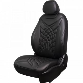 Комплект чехлов для сидений (РЗС 60/40 3Г Орегон) БАЙРОН ст ЖУК Lord Autofashion Geely Coolray SX11 дорестайлинг (2018-2023) (черный, вставка черная, строчка черная)