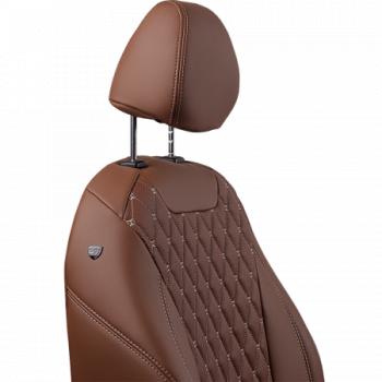 19 699 р. Комплект чехлов для сидений (ЦЗС Орегон) БАЙРОН ст БАЙРОН Lord Autofashion  Лада 2106 (1975-2005) (темно-коричневый, вставка темно-коричневая, строчка бежевая)  с доставкой в г. Кемерово. Увеличить фотографию 7