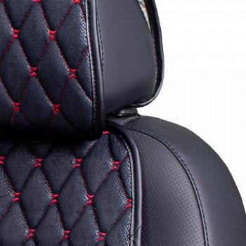 2 499 р. Накидка на сиденье (1 место Каир) МОНРО ст БАЙРОН Каир Lord Autofashion   (черный, строчка красная)  с доставкой в г. Кемерово. Увеличить фотографию 3