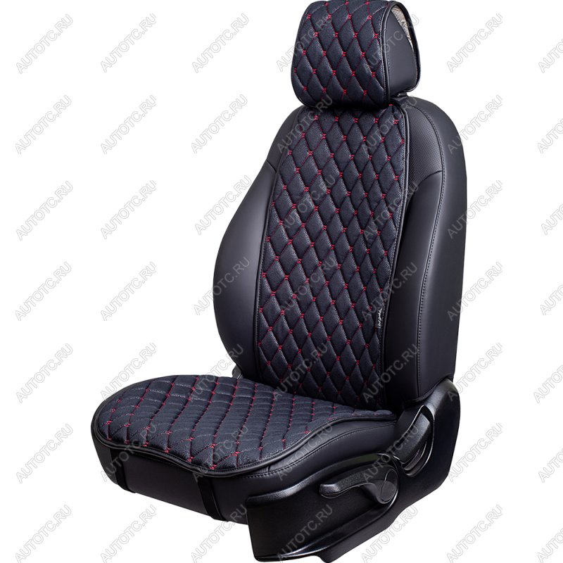 2 499 р. Накидка на сиденье (1 место Каир) МОНРО ст БАЙРОН Каир Lord Autofashion   (черный, строчка красная)  с доставкой в г. Кемерово