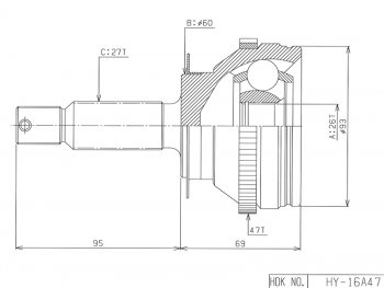 Шрус наружный HYUNDAI SANTA FE 2.02.42.700-06 HDK HY-016A47