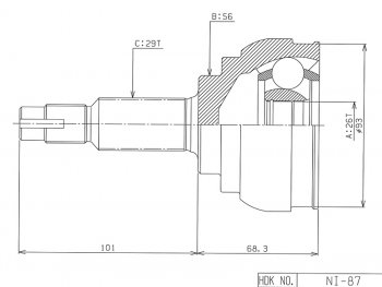 Шрус наружный NISSAN TEANA J32 QR25DE 08-13 HDK NI-087