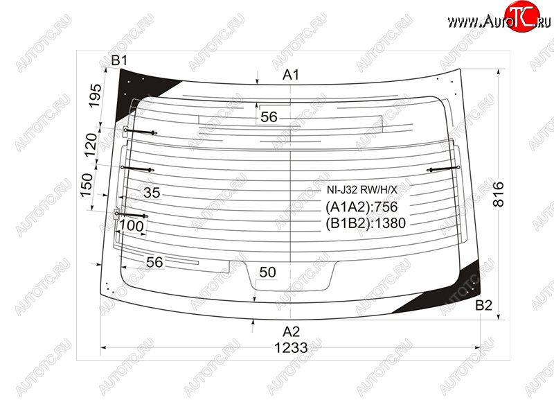 7 599 р. Стекло заднее (Цвет зеленый Обогрев Антенна) Nissan Teana 08-14 XYG NI-J32 RW/H/X  с доставкой в г. Кемерово
