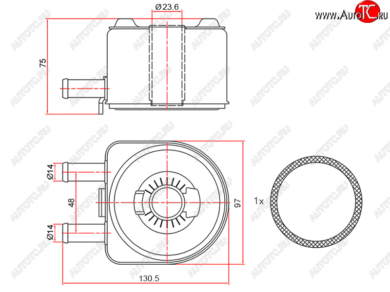 1 499 р. Радиатор масляный CITROEN BERLINGO 96-JUMPER 94-RELAY 02-FIAT DUCATO 94-PEUGEOT 307 00-BOXER 94 SAT ST-1103.H4  с доставкой в г. Кемерово