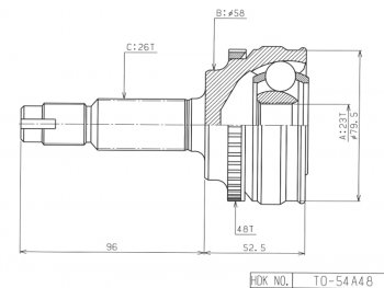 Шрус наружный TOYOTA COROLLARUNXOPARAV4 CA2#SV50ALLIONWISH 4WD 1ZZ 4WD1AZ-FSE3ZZ(euro) 00-05 HDK TO-054A48