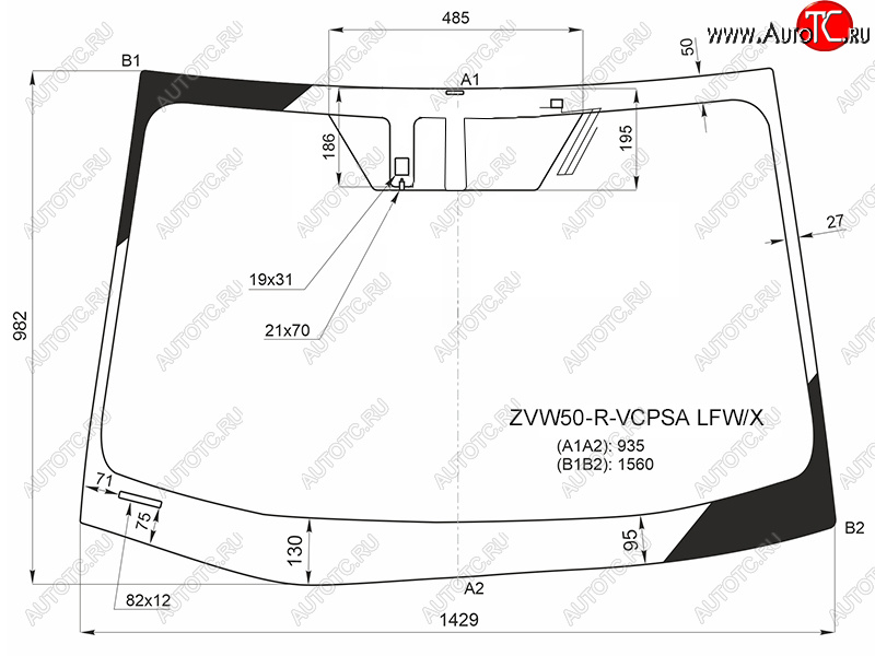 11 199 р. Стекло лобовое (Антенна Датчик дождя) Toyota Prius (ZVW50) 15-23 XYG ZVW50-R-VCPSA LFW/X  с доставкой в г. Кемерово