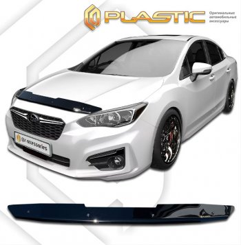 1 839 р. Дефлектор капота (рынок Японии правый руль) CA-Plastic  Subaru Impreza  GK (2016-2020) седан дорестайлинг (серия Classic черный)  с доставкой в г. Кемерово. Увеличить фотографию 2