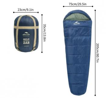 3 019 р. Мешок спальный Naturehike Mummy MJ300, 205х75 см, (правый) (ТК: +4C), синий  cnk2300sd014-nbl  с доставкой в г. Кемерово. Увеличить фотографию 2