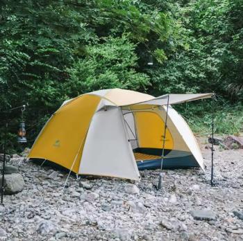 11 449 р. Палатка Naturehike Cloud-Creek PRO, 2-местная, бежево-желтая  cnk2300zp024-2ypro  с доставкой в г. Кемерово. Увеличить фотографию 2