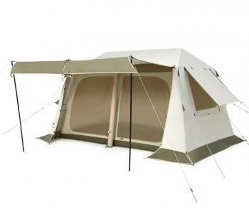 56 329 р. Палатка Naturehike Village 8.5 AIR 4-местная, надувной каркас, бело-коричневая  cnk2300zp019-br  с доставкой в г. Кемерово. Увеличить фотографию 1