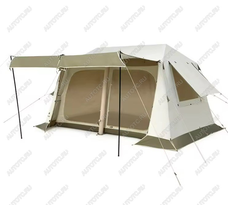56 329 р. Палатка Naturehike Village 8.5 AIR 4-местная, надувной каркас, бело-коричневая  cnk2300zp019-br  с доставкой в г. Кемерово