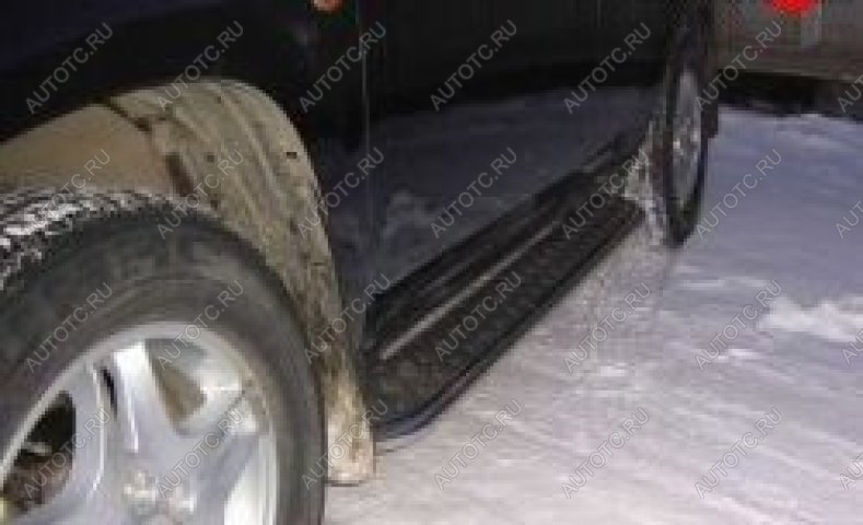 22 899 р. Защита порогов d57 с листом Slitkoff Ford Explorer U502 дорестайлинг (2010-2016) (нержавейка с полимерным покрытием в цвет черный)  с доставкой в г. Кемерово