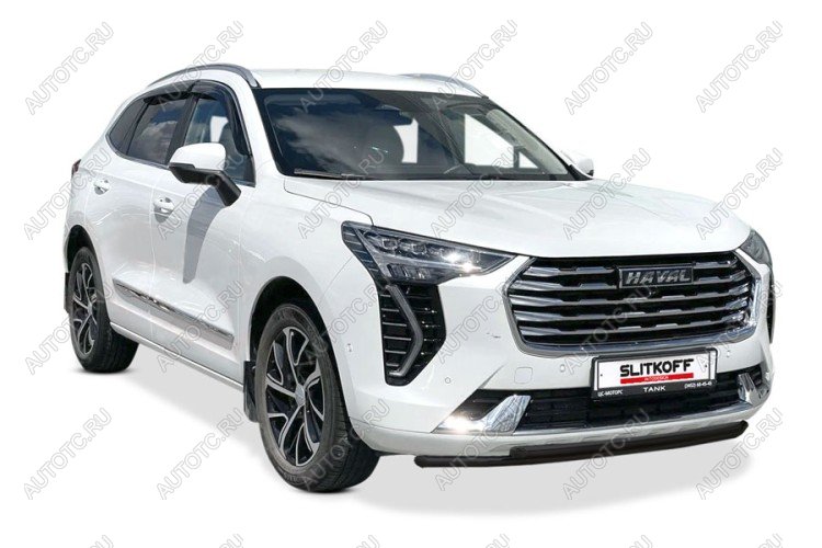 15 949 р. Защита переднего бампера d42+d42 двойная Slitkoff  Haval Jolion (2020-2024) дорестайлинг (нержавейка с полимерным покрытием в цвет черный)  с доставкой в г. Кемерово