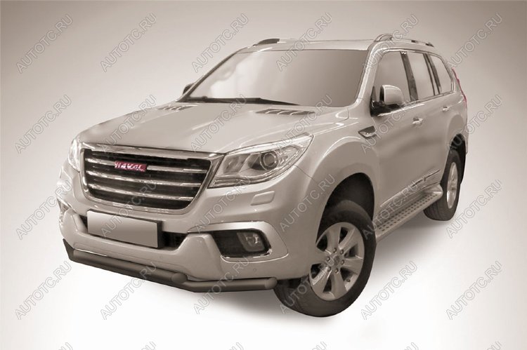 14 499 р. Защита переднего бампера d57+d57 двойная Slitkoff  Haval H9 (2017-2021) 1-ый рестайлинг, 2-ой рестайлинг (нержавейка с полимерным покрытием в цвет черный)  с доставкой в г. Кемерово