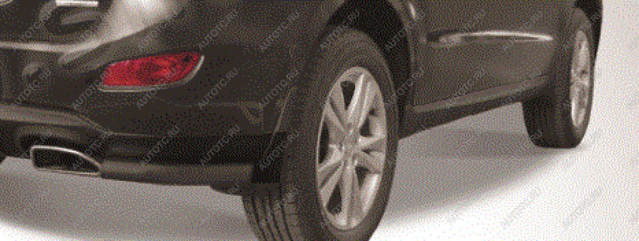 7 349 р. Защита заднего бампера уголки d57 Slitkoff  Hyundai Tucson  JM (2004-2010) (нержавейка с полимерным покрытием в цвет черный)  с доставкой в г. Кемерово