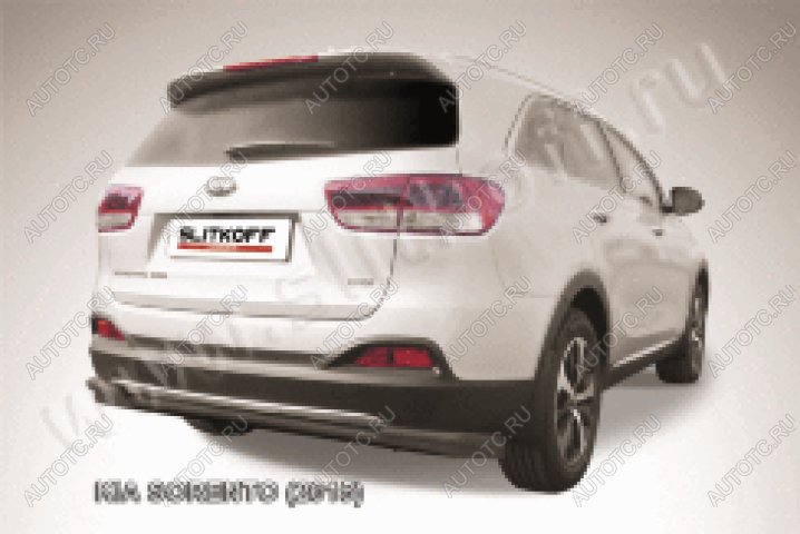 12 999 р. Защита заднего бампера d57+d42 двойная длинная Slitkoff  KIA Sorento  XM (2012-2015) рестайлинг (нержавейка с полимерным покрытием в цвет черный)  с доставкой в г. Кемерово