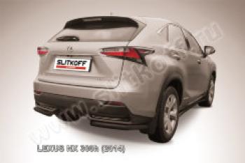 Защита заднего бампера уголки d57 Slitkoff Lexus NX300h  Z10 (2014-2017) дорестайлинг (нержавейка с полимерным покрытием в цвет черный)