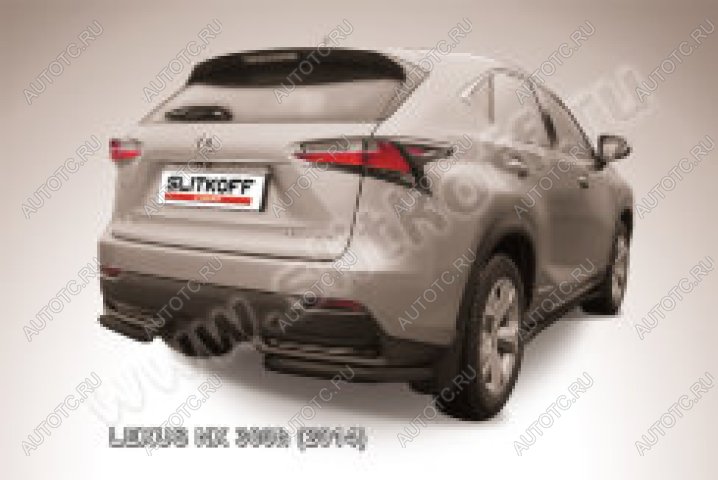 9 849 р. Защита заднего бампера уголки d57 Slitkoff  Lexus NX300h  Z10 (2014-2017) дорестайлинг (нержавейка с полимерным покрытием в цвет черный)  с доставкой в г. Кемерово