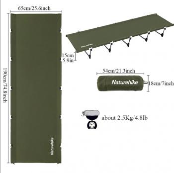 8 939 р. Раскладушка Naturehike XJC05, 190х65х15 см, до150 кг, темно-зеленая  nh20jj001-agr  с доставкой в г. Кемерово. Увеличить фотографию 4