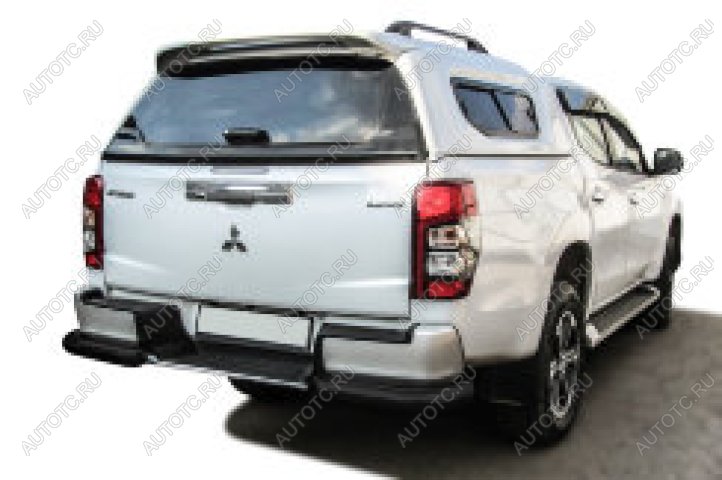 12 999 р. Защита заднего бампера уголки с бампером d76 Slitkoff Mitsubishi L200 5 KK,KL рестайлинг (2018-2022) (нержавейка с полимерным покрытием в цвет черный)  с доставкой в г. Кемерово
