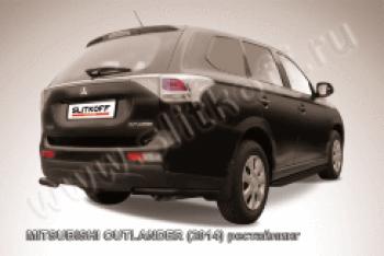 Защита заднего бампера уголки d57 Slitkoff Mitsubishi Outlander  GF (2014-2016) 1-ый рестайлинг (нержавейка с полимерным покрытием в цвет черный)