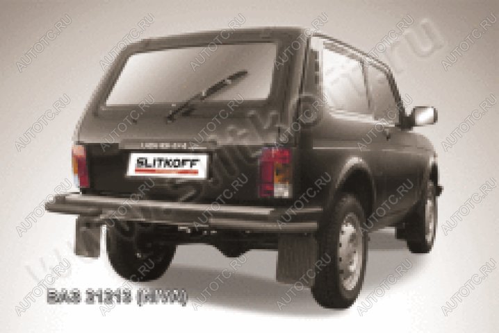 5 949 р. Защита заднего бампера уголки d57 Slitkoff  Лада Нива 4х4  2121 - нива 4х4  2121 (нержавейка с полимерным покрытием в цвет черный)  с доставкой в г. Кемерово