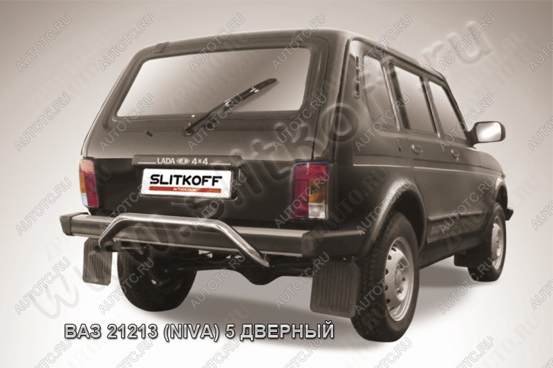 8 799 р. Защита заднего бампера d57 скоба Slitkoff  Лада нива 4х4  2131 (1993-2019) 5 дв. дорестайлинг (нержавейка с полимерным покрытием в цвет черный)  с доставкой в г. Кемерово
