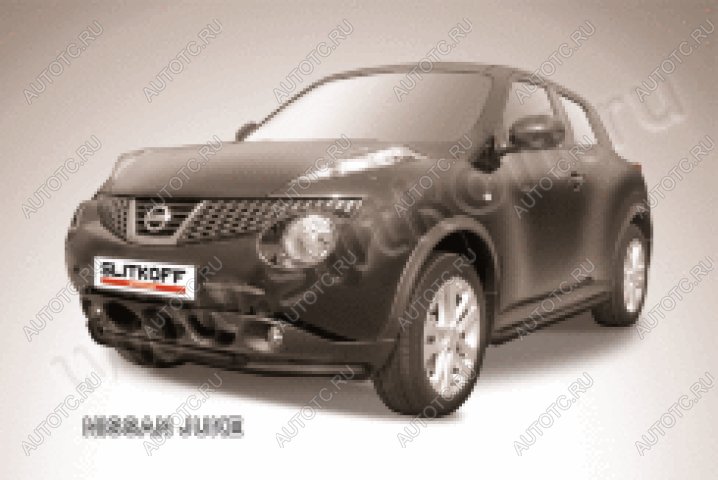 13 199 р. Защита переднего бампера d57+d42 двойная Slitkoff  Nissan Juke  1 YF15 (2010-2014) дорестайлинг (нержавейка с полимерным покрытием в цвет черный)  с доставкой в г. Кемерово