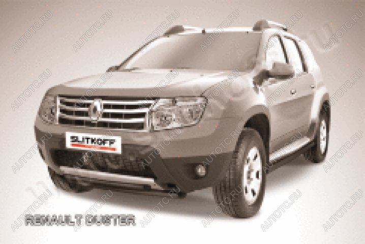 10 499 р. Защита переднего бампера d42+d42 двойная Slitkoff  Renault Duster  HS (2010-2015) дорестайлинг (нержавейка с полимерным покрытием в цвет черный)  с доставкой в г. Кемерово