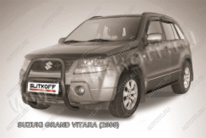 26 399 р. Защита переднего бампера кенгурятник d57 высокий Slitkoff  Suzuki Grand Vitara ( JT 5 дверей,  JT 3 двери) (2005-2008) дорестайлинг, дорестайлинг (нержавейка с полимерным покрытием в цвет черный)  с доставкой в г. Кемерово