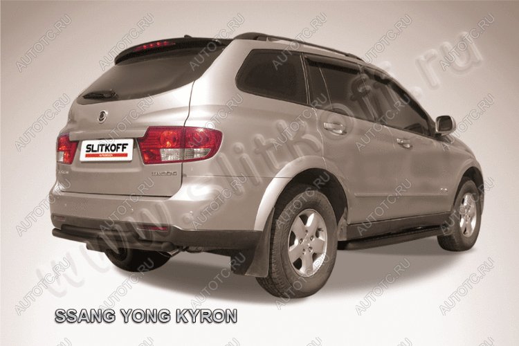 10 849 р. Защита заднего бампера d57+d57 двойная Slitkoff  SSANGYONG Kyron (2007-2016) рестайлинг (нержавейка с полимерным покрытием в цвет черный)  с доставкой в г. Кемерово