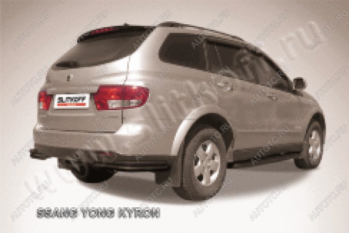 9 999 р. Защита заднего бампера уголки d57+d42 двойные Slitkoff  SSANGYONG Kyron (2007-2016) рестайлинг (нержавейка с полимерным покрытием в цвет черный)  с доставкой в г. Кемерово