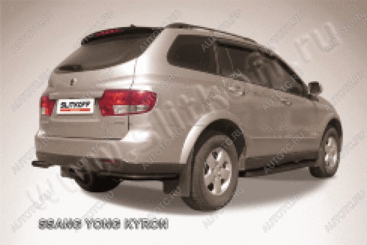 7 699 р. Защита заднего бампера уголки d57 Slitkoff  SSANGYONG Kyron (2007-2016) рестайлинг (нержавейка с полимерным покрытием в цвет черный)  с доставкой в г. Кемерово
