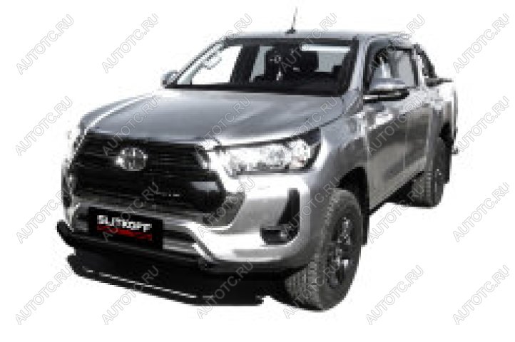 22 699 р. Защита переднего бампера d76+d57 двойная Slitkoff  Toyota Hilux  AN120 (2020-2025) 2-ой рестайлинг (нержавейка с полимерным покрытием в цвет черный)  с доставкой в г. Кемерово