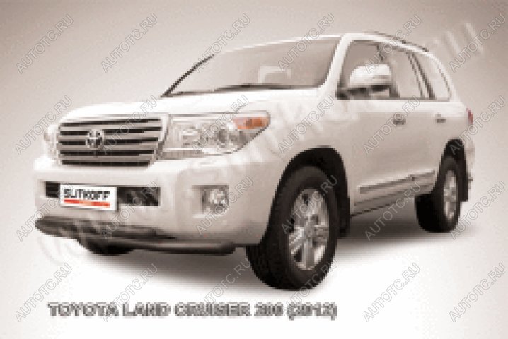 21 349 р. Защита переднего бампера d76+d57 двойная Slitkoff  Toyota Land Cruiser  200 (2012-2015) 1-ый рестайлинг (нержавейка с полимерным покрытием в цвет черный)  с доставкой в г. Кемерово