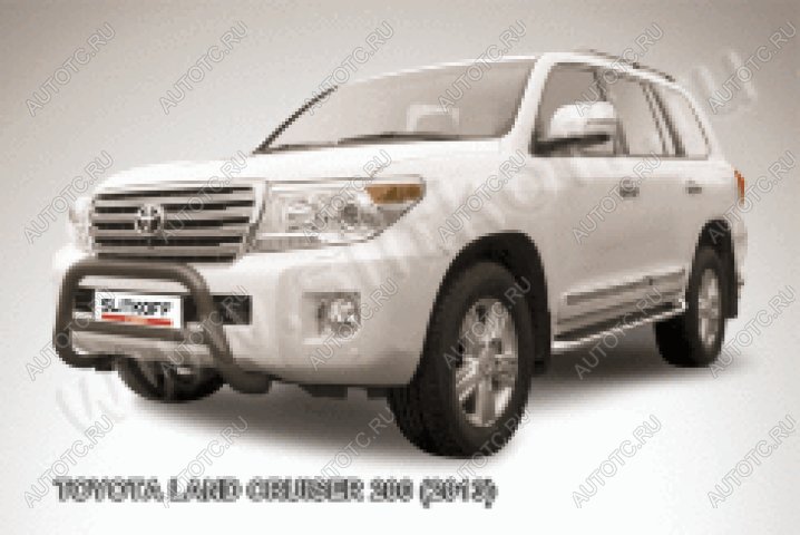 35 799 р. Защита переднего бампера кенгурятник d76 низкий Slitkoff  Toyota Land Cruiser  200 (2012-2015) 1-ый рестайлинг (нержавейка с полимерным покрытием в цвет черный)  с доставкой в г. Кемерово